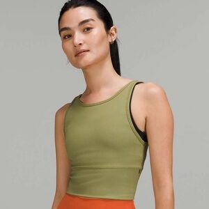 Lululemon Power Pivot Ribbed Tank Top - Bronze Green
